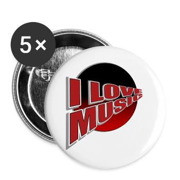 Ich liebe Musik - du auch? - Buttons groß 56 mm (5er Pack) - Weiß - Vorne