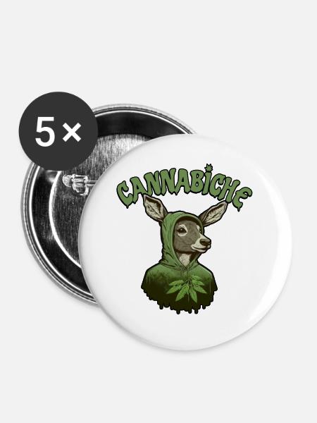 Cannabiche 03 - Buttons groß 56 mm (5er Pack) - Weiß