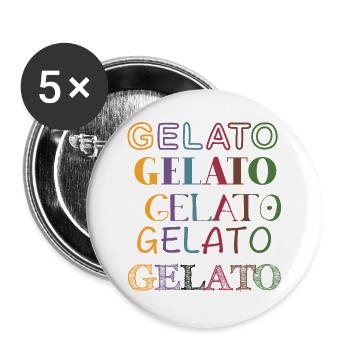 Gelato bunt dunkel - Buttons groß 56 mm (5er Pack) - Weiß - Vorne