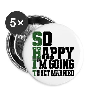 Lustiger Junggesellenabschied Verlobung Hochzeit Verheiratet - Buttons groß 56 mm (5er Pack) - Weiß - Vorne