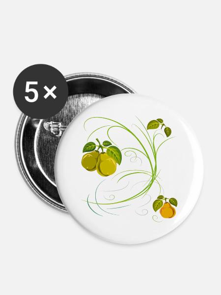 Birne, Obst - Buttons groß 56 mm (5er Pack) - Weiß