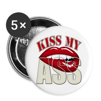 Küss meinen Arsch - Buttons groß 56 mm (5er Pack) - Weiß - Vorne