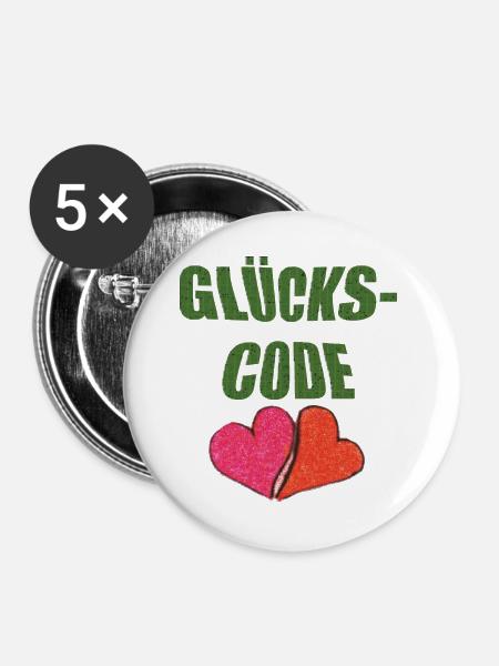 glückscode - Buttons groß 56 mm (5er Pack) - Weiß