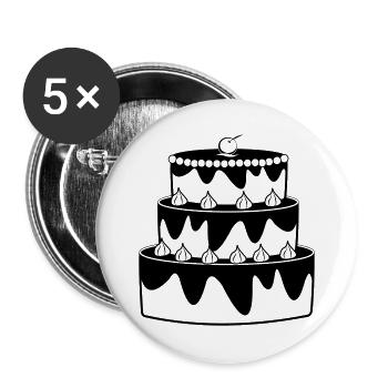 Geburtstagskuchen Schattenbild - Buttons groß 56 mm (5er Pack) - Weiß - Vorne