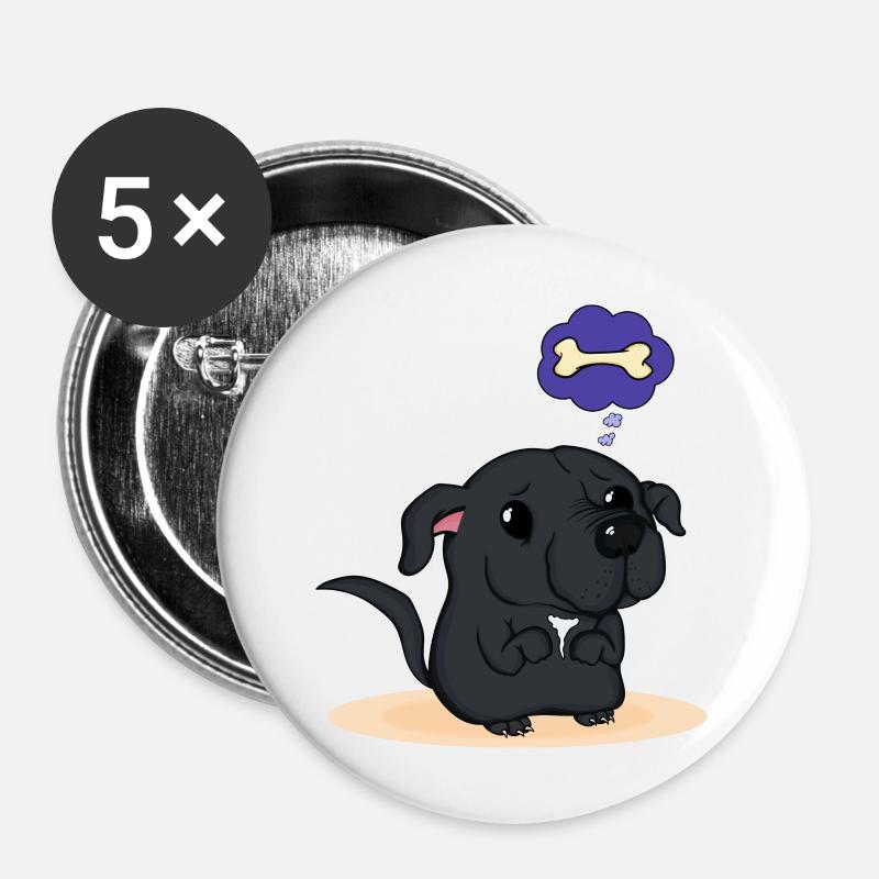 Staffy - Buttons large 2.2''/56 mm (5-pack) - white