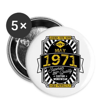 1971 MAY - Lot de 5 grands badges (56 mm) - blanc - Devant