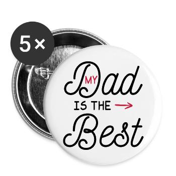 Papa est le meilleur / humour papa - Lot de 5 grands badges (56 mm) - blanc - Devant