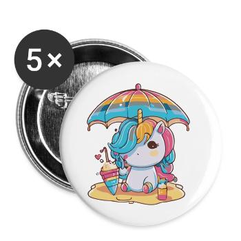 Licorne magique - Édition d’été - Lot de 5 grands badges (56 mm) - blanc - Devant