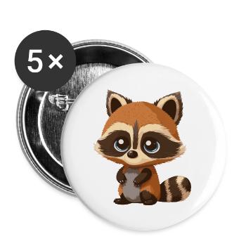small raccoon - Buttons large 2.2''/56 mm (5-pack) - white - Front