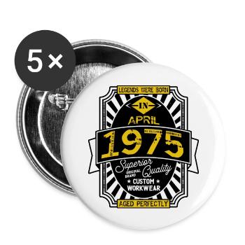 1975 APRIL - Buttons groß 56 mm (5er Pack) - Weiß - Vorne