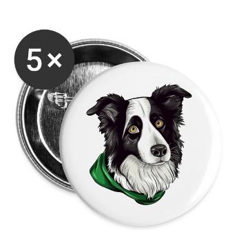 Border Collie - Lot de 5 grands badges (56 mm) - blanc - Devant
