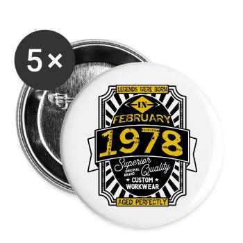 1978 FEBRUAR - Buttons groß 56 mm (5er Pack) - Weiß - Vorne