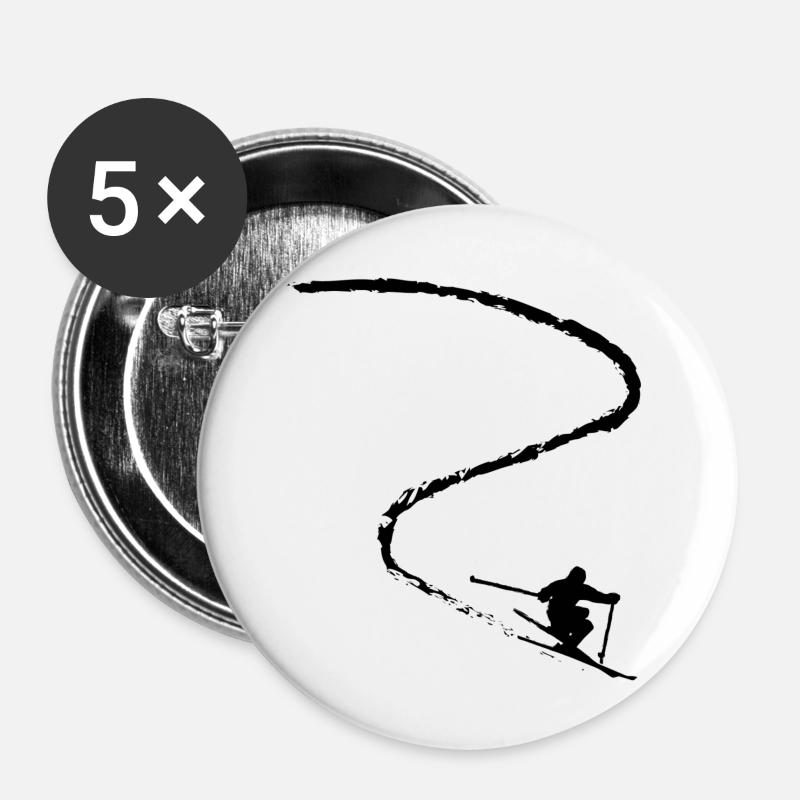 Skiing skiing ski motif for skiers - Buttons large 2.2''/56 mm (5-pack) - white