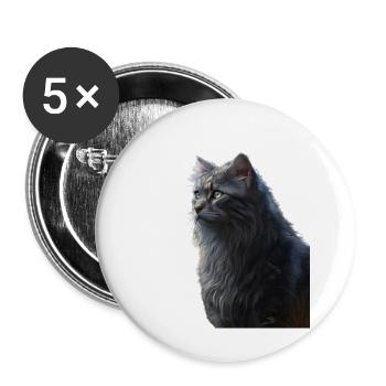 Kriegerkatzen - Graustreifen - Buttons groß 56 mm (5er Pack) - Weiß - Vorne