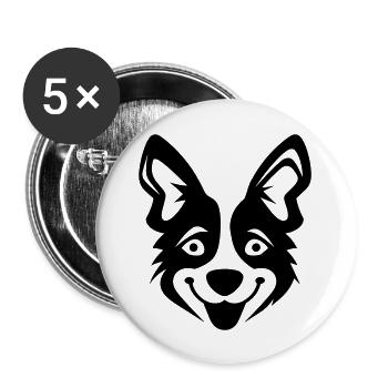 Happy Shiba Inu Chien Langue tendue - Lot de 5 grands badges (56 mm) - blanc - Devant