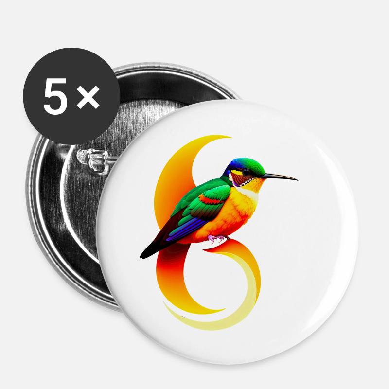 Hummingbird - Buttons large 2.2''/56 mm (5-pack) - white