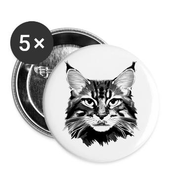 Cat Cat Maine Coon Pet Kitten Domestic Cat - Buttons large 2.2''/56 mm (5-pack) - white - Front