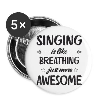 Chanter, c’est comme respirer, juste plus génial Rétro - Lot de 5 grands badges (56 mm) - blanc - Devant