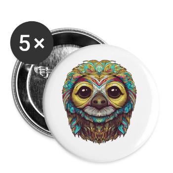 Psychedelic sloth - Buttons large 2.2''/56 mm (5-pack) - white - Front