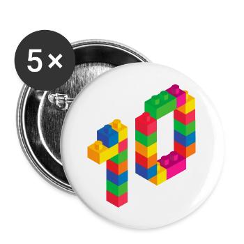 Cute Block Building 10th Birthday Gift 10 Year - Buttons large 2.2''/56 mm (5-pack) - white - Front