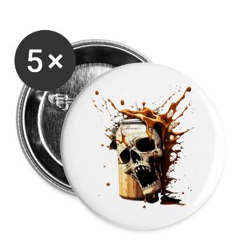 Explosion de bière Skull - Lot de 5 grands badges (56 mm) - blanc - Devant