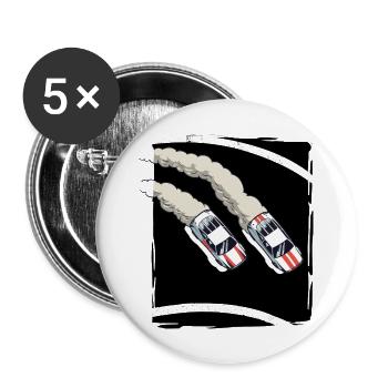 Autorennen | Rennwagen | Drift - Buttons groß 56 mm (5er Pack) - Weiß - Vorne