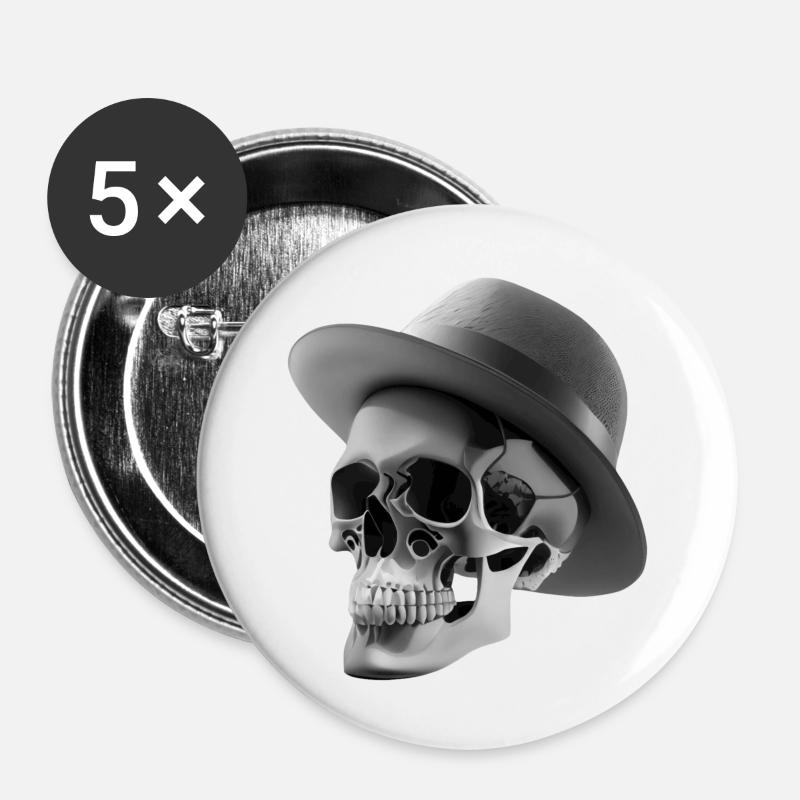 Skull - Buttons large 2.2''/56 mm (5-pack) - white