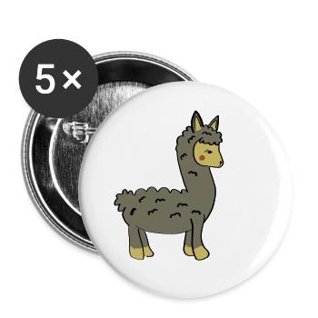 Verspieltes Lama mit Zopf und Knopfohren - Buttons groß 56 mm (5er Pack) - Weiß - Vorne