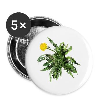 Löwenzahn - Buttons groß 56 mm (5er Pack) - Weiß - Vorne