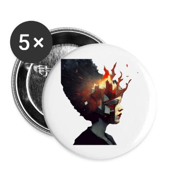 Explosionen im Kopf - Buttons groß 56 mm (5er Pack) - Weiß - Vorne