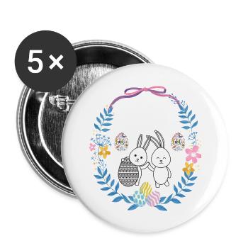 Frohe Ostern - Buttons groß 56 mm (5er Pack) - Weiß - Vorne