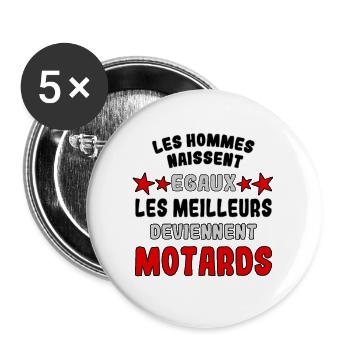 Les meilleurs deviennent motards - Lot de 5 grands badges (56 mm) - blanc - Devant
