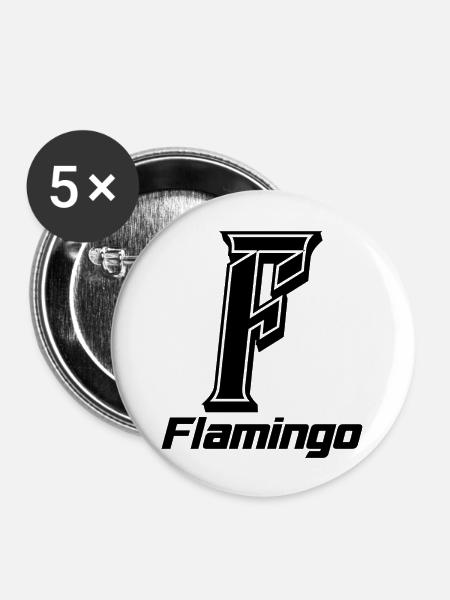 FLAMINGO - Buttons groß 56 mm (5er Pack) - Weiß