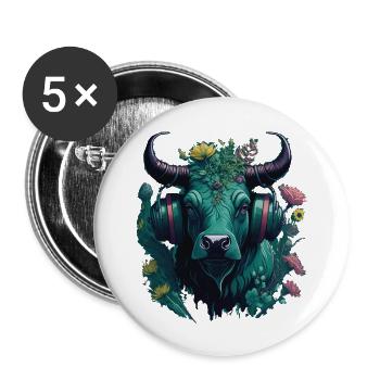 Mignon Toro Gamer Vintage Bull Design - Lot de 5 grands badges (56 mm) - blanc - Devant
