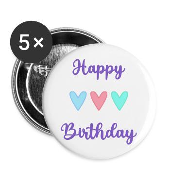 ALLES GUTE ZUM GEBURTSTAG!. ALLES GUTE ZUM GEBURTSTAG!. JAHRESTAG. - Buttons groß 56 mm (5er Pack) - Weiß - Vorne