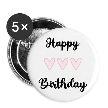 JAHRESTAG. ALLES GUTE ZUM GEBURTSTAG!. ALLES GUTE ZUM GEBURTSTAG!. - Buttons groß 56 mm (5er Pack) - Weiß - Vorne