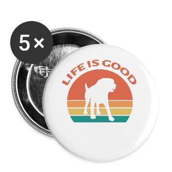 Dog Hund - Buttons groß 56 mm (5er Pack) - Weiß - Vorne