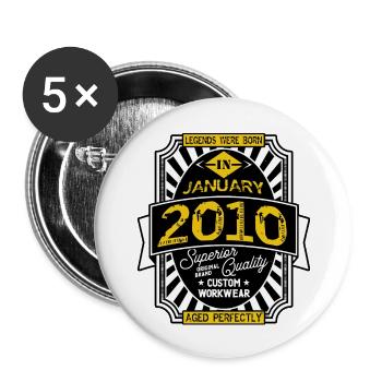 2010 JANUARY - Lot de 5 grands badges (56 mm) - blanc - Devant