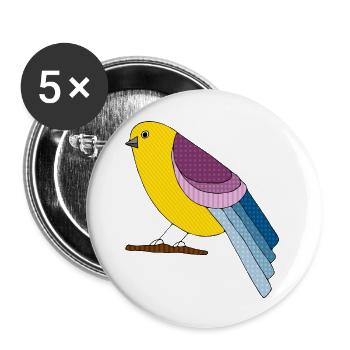 Oiseau - Lot de 5 grands badges (56 mm) - blanc - Devant