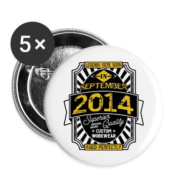 2014 SEPTEMBER - Lot de 5 grands badges (56 mm) - blanc - Devant