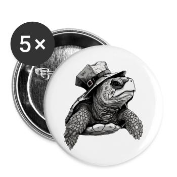 Captain Turtle - Buttons large 2.2''/56 mm (5-pack) - white - Front