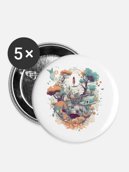 Eine surreale Welt - Buttons groß 56 mm (5er Pack) - Weiß