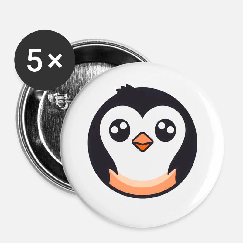 Cute logo penguin - Buttons large 2.2''/56 mm (5-pack) - white