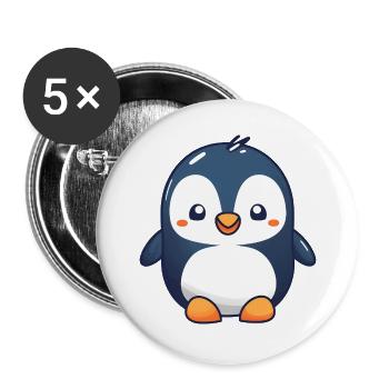Süßer Pinguin - Buttons groß 56 mm (5er Pack) - Weiß - Vorne