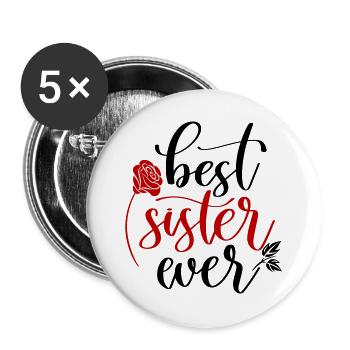 meilleure soeur de tous les temps, Rose - Lot de 5 grands badges (56 mm) - blanc - Devant