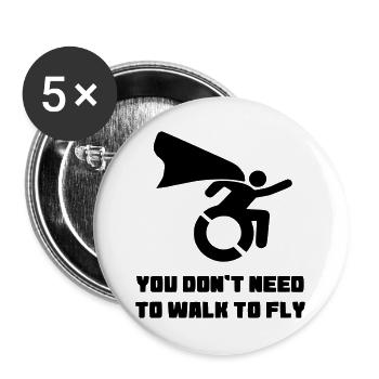 Sie müssen nicht laufen, um zu fliegen # - Buttons groß 56 mm (5er Pack) - Weiß - Vorne