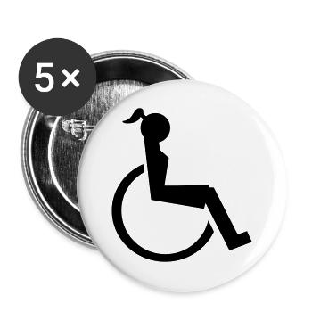 Logo of lady or girl in wheelchair. Image* - Buttons large 2.2''/56 mm (5-pack) - white - Front