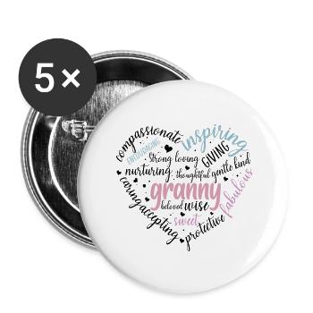Mother's Day Heart 6 - Buttons large 2.2''/56 mm (5-pack) - white - Front