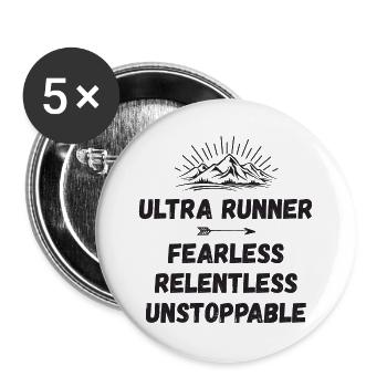 Ultra Runner - Intrépide. Implacable. Imparable. - Lot de 5 grands badges (56 mm) - blanc - Devant