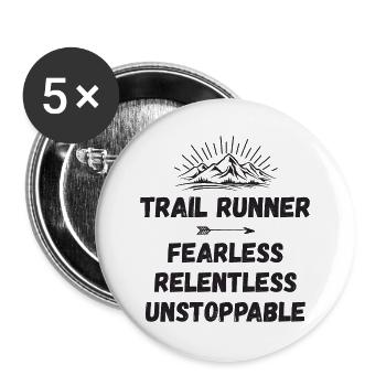 Trail Runner - Intrépide. Implacable. Imparable. - Lot de 5 grands badges (56 mm) - blanc - Devant